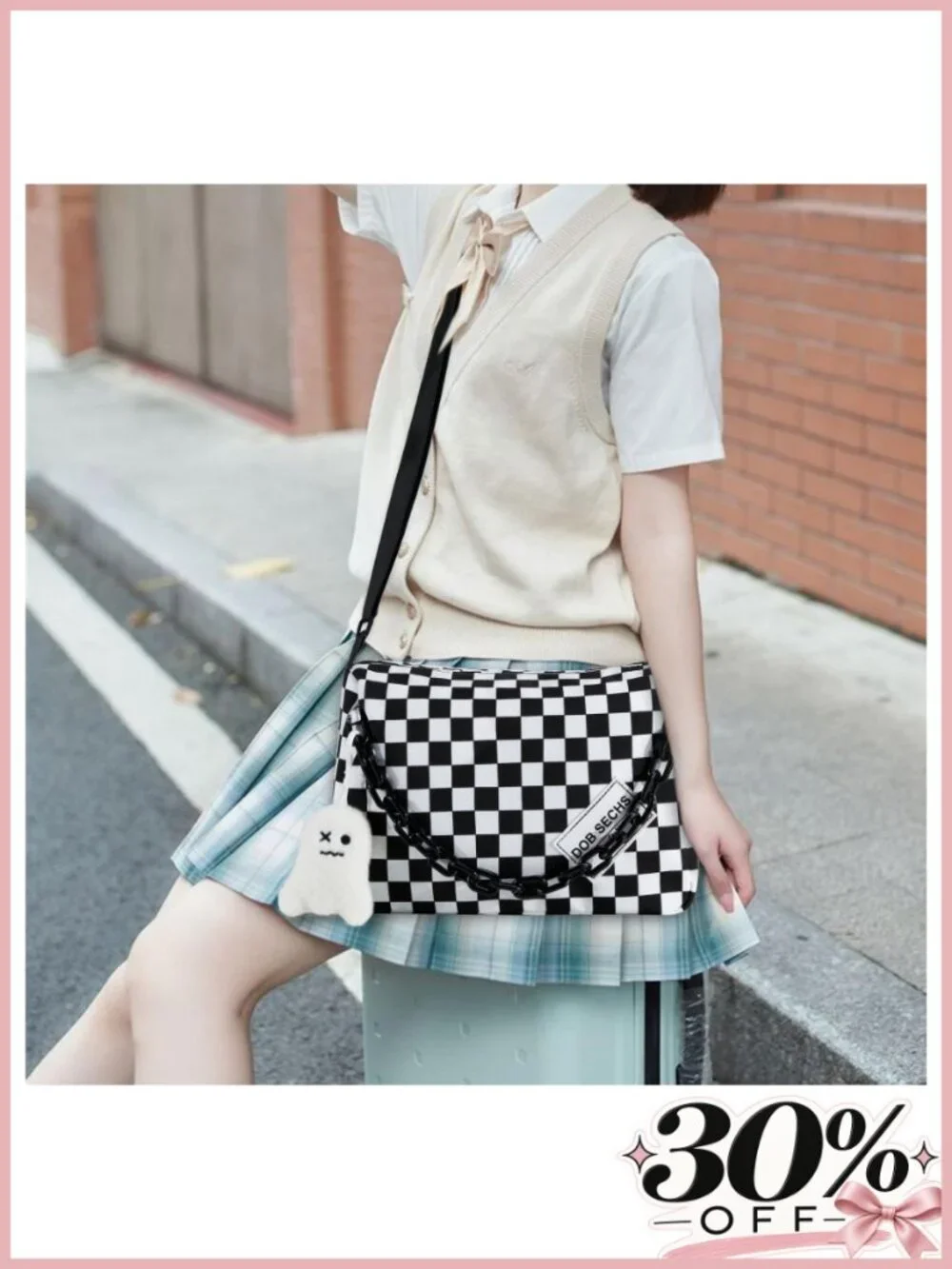 Nylon Crossbody Bag Messenger Purse with Adjustable Strap - Women's Handbag